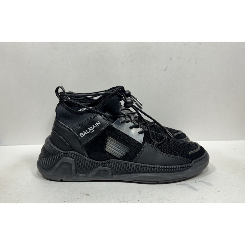 Balmain‎ Josh Cloth Trainer Shoes Men's Size 11 US / 44 Black Suede Sneakers